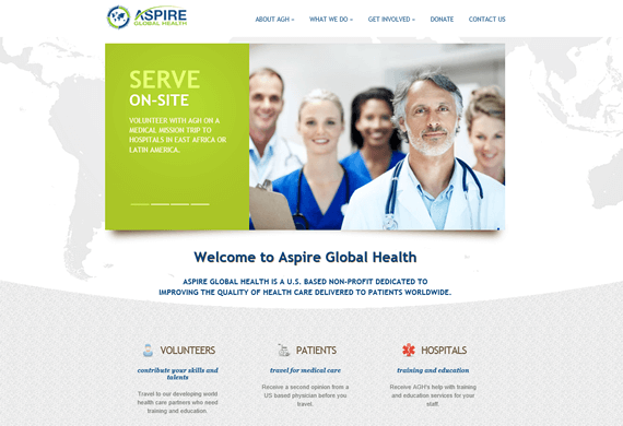 Screenshot of New Website for Aspire Global Health