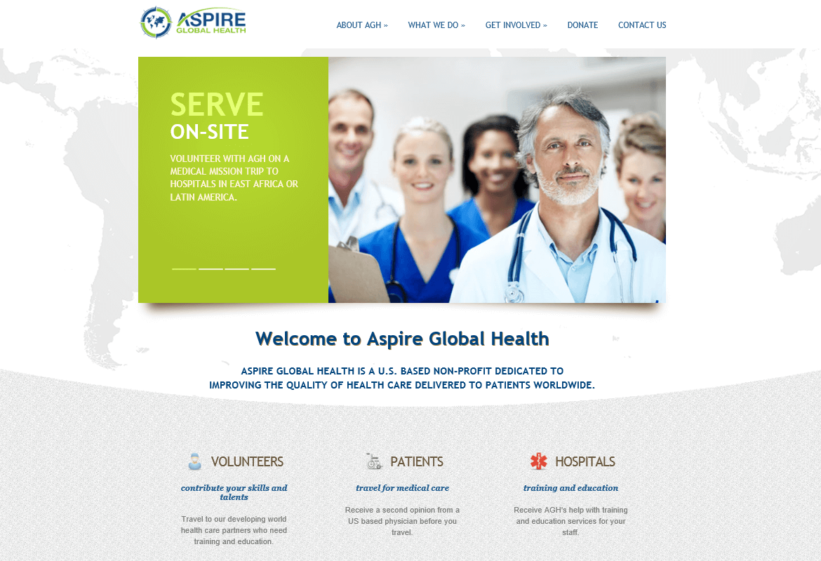 Screenshot of New Website Design for Aspire Global Health