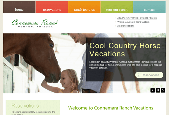Screenshot of New Website for Connemara Ranch