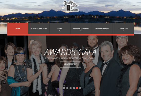 Screenshot of New Website for the Fountain Hills Chamber of Commerce
