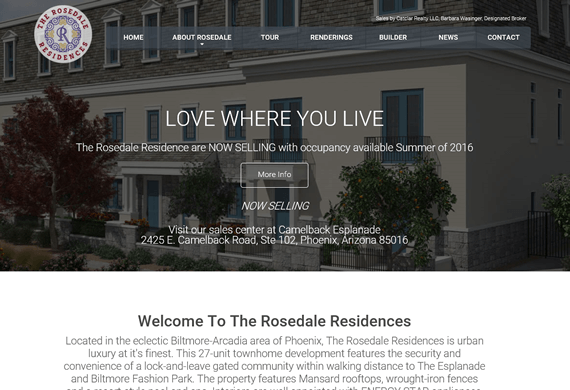 Screenshot of Rosedale Residences new Homepage