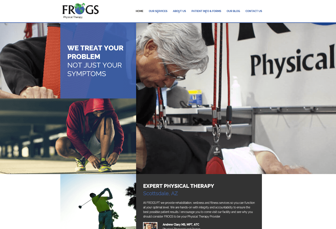 Custom Web Design for Scottsdale Based FROGS Physical Therapy
